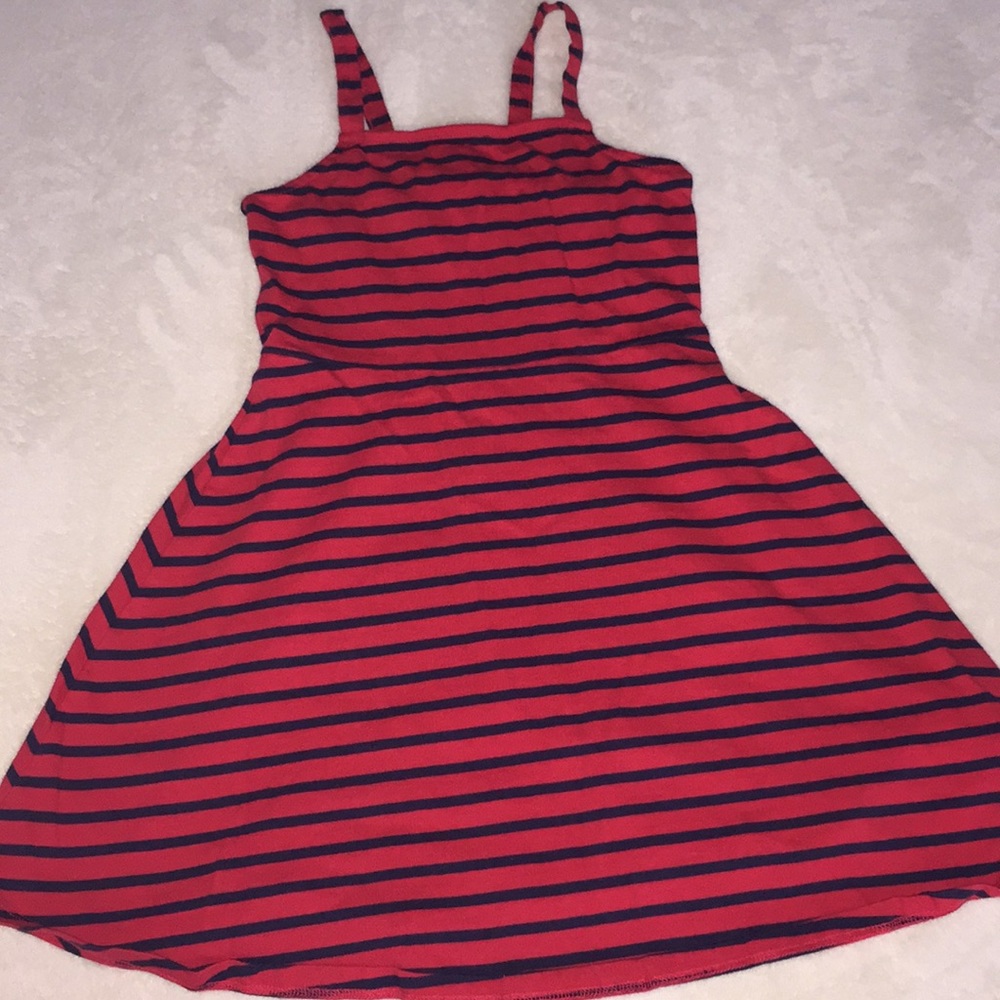 Red and navy strap dress